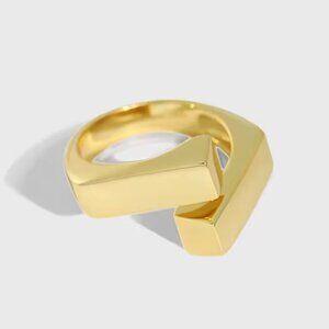 Stamped 925 Gold Tone Foldover Wrap Style Boho Ring #1463